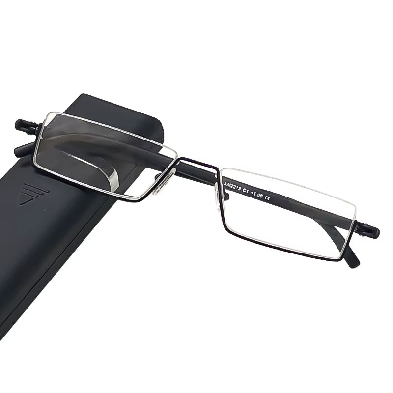 Metal Half Frame Anti-Blue Light Reading Glasses - TR90 Prescription Eyewear with Case, +1.75 Magnification