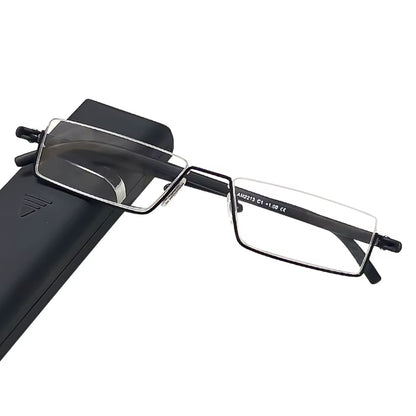 Metal Half Frame Anti-Blue Light Reading Glasses - TR90 Prescription Eyewear with Case, +1.75 Magnification