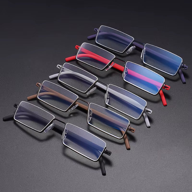 Metal Half Frame Anti-Blue Light Reading Glasses - TR90 Prescription Eyewear with Case, +1.75 Magnification