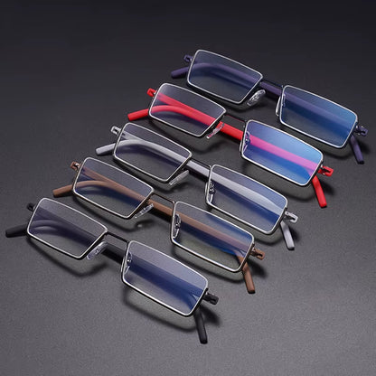 Metal Half Frame Anti-Blue Light Reading Glasses - TR90 Prescription Eyewear with Case, +1.75 Magnification
