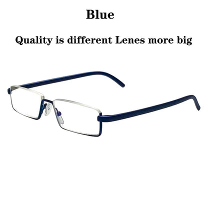 Metal Half Frame Anti-Blue Light Reading Glasses - TR90 Prescription Eyewear with Case, +1.75 Magnification