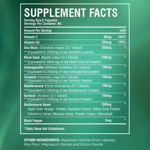 Sea Moss Capsules – Natural Wellness Supplement with Sea Moss, Ashwagandha, Ginger & Black Seed Oil