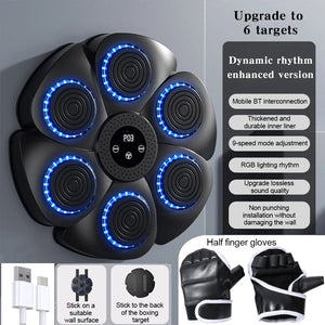 Smart Music Boxing Trainer – LED Reaction Punching Wall Target for Boxing, Fitness & Home Workouts