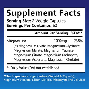 Magnesium Complex Capsules – Magnesium Glycinate & Malate Supplement for Muscle, Sleep & Daily Wellness Support