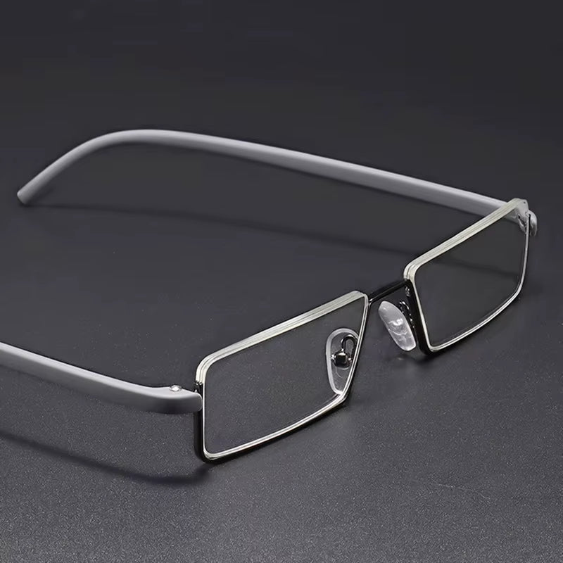Metal Half Frame Anti-Blue Light Reading Glasses - TR90 Prescription Eyewear with Case, +1.75 Magnification