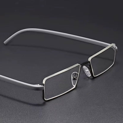 Metal Half Frame Anti-Blue Light Reading Glasses - TR90 Prescription Eyewear with Case, +1.75 Magnification