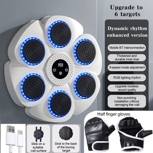 Smart Music Boxing Trainer – LED Reaction Punching Wall Target for Boxing, Fitness & Home Workouts