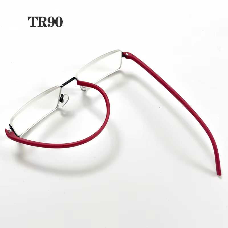 Metal Half Frame Anti-Blue Light Reading Glasses - TR90 Prescription Eyewear with Case, +1.75 Magnification