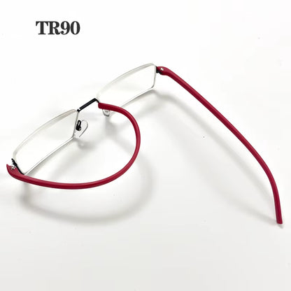Metal Half Frame Anti-Blue Light Reading Glasses - TR90 Prescription Eyewear with Case, +1.75 Magnification
