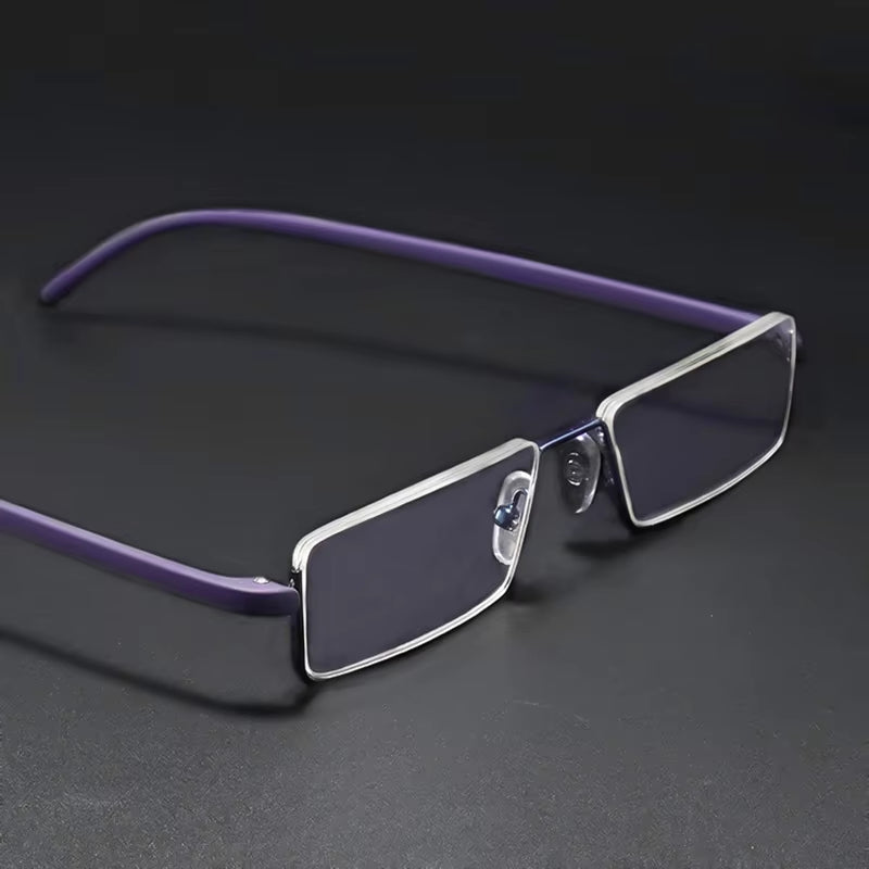 Metal Half Frame Anti-Blue Light Reading Glasses - TR90 Prescription Eyewear with Case, +1.75 Magnification