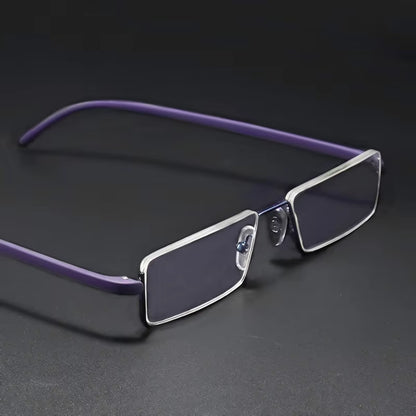 Metal Half Frame Anti-Blue Light Reading Glasses - TR90 Prescription Eyewear with Case, +1.75 Magnification