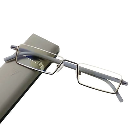 Metal Half Frame Anti-Blue Light Reading Glasses - TR90 Prescription Eyewear with Case, +1.75 Magnification