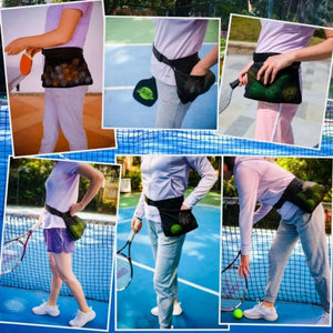 Tennis & Pickleball Ball Holder Waist Bag – Adjustable Sports Pouch with Storage Pocket for Training & Matches