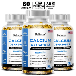 Calcium + D3 + K2 + B12 Capsules – Bone & Muscle Support Supplement for Daily Wellness