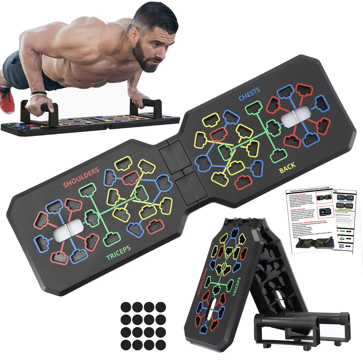 Foldable Multifunctional Push-Up Board for Portable Fitness Training of Chest, Abdomen, Arms, and Back