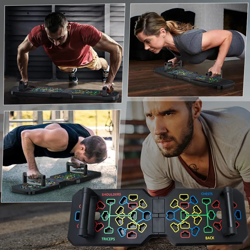 Foldable Multifunctional Push-Up Board for Portable Fitness Training of Chest, Abdomen, Arms, and Back