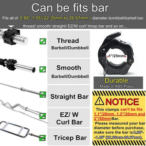 Barbell Clamps – Secure Weightlifting Collars for 25mm & 50mm Bars, Dumbbells & Strength Training