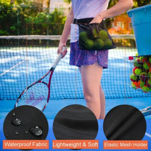 Tennis & Pickleball Ball Holder Waist Bag – Adjustable Sports Pouch with Storage Pocket for Training & Matches