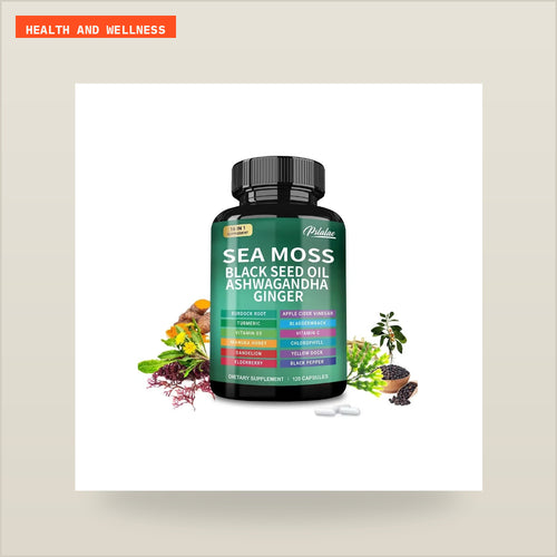 Sea Moss Capsules – Natural Wellness Supplement with Sea Moss, Ashwagandha, Ginger & Black Seed Oil